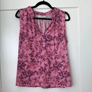LOFT Pink Ruffled Sleeveless Blouse